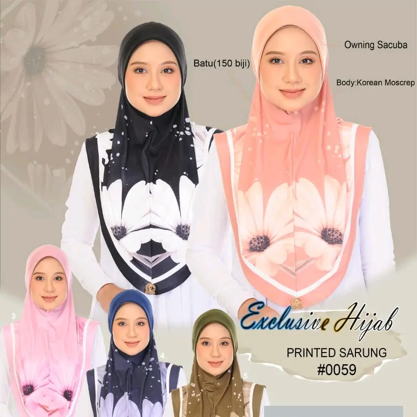 Tudung Moscrep Digital printing Ready stock..