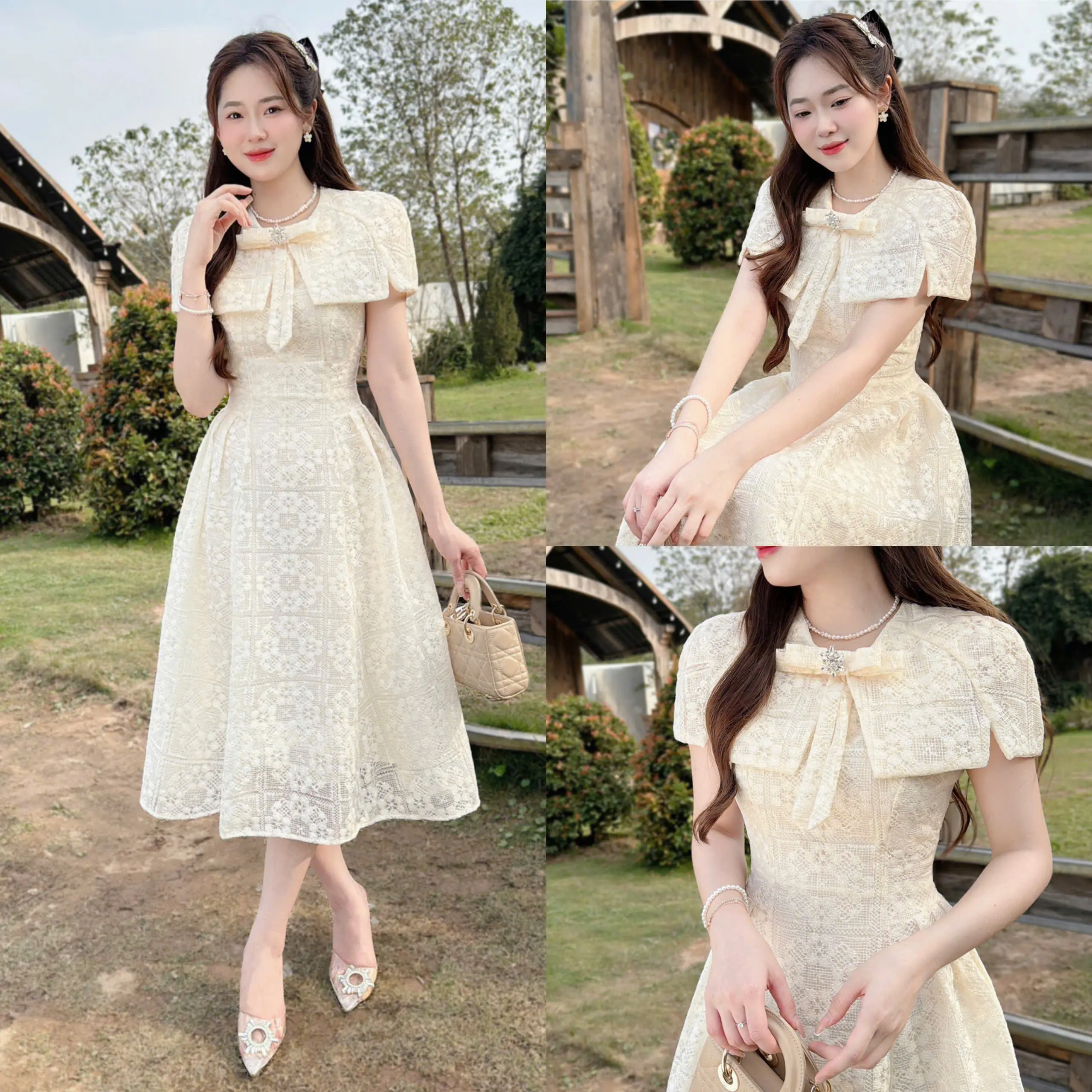 RC757 SẴN HỎA TỐC VÁY ĐẦM REN ĐI TIỆC CƯỚI SANG TRỌNG, VÁY NỮ XINH THANH LỊCH DÁNG DÀI DRESS/WOMEN