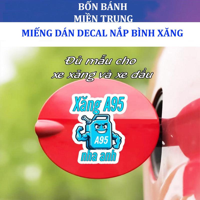 Miếng dán decal trang trí nắp bình xăng, dầu xe con, xe tải Nhãn Dán Tem Sticker