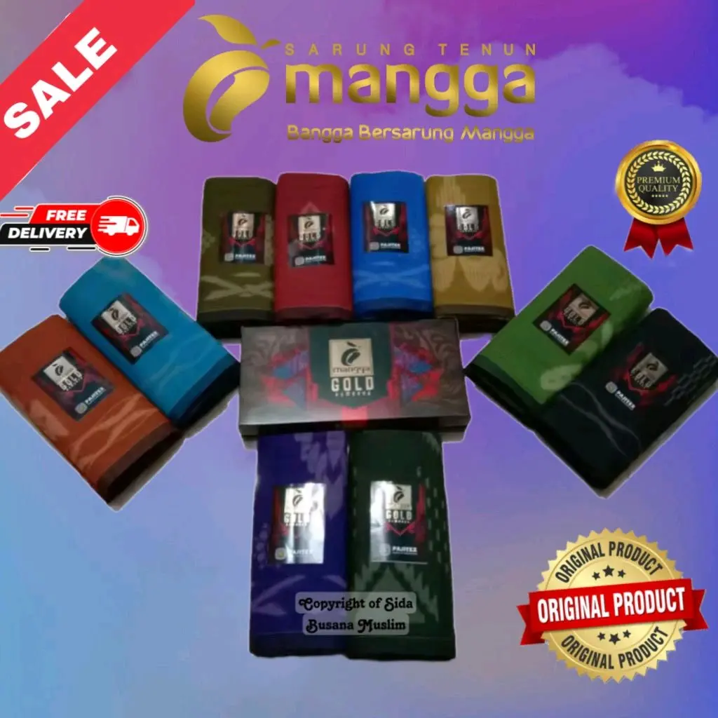 Sarung Tenun Mangga Gold Kembang Premium