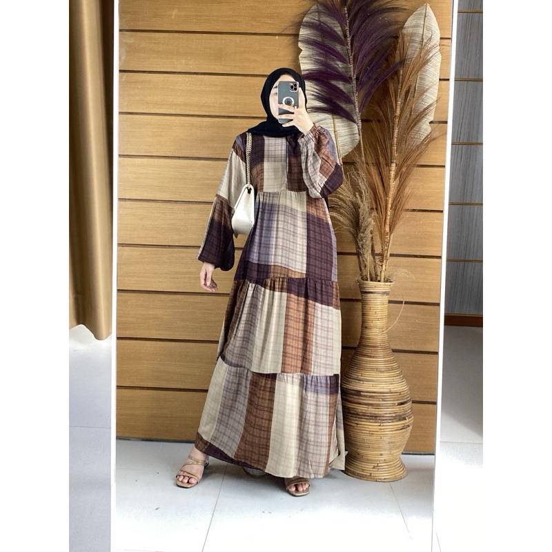 Gamis rayon motif cantik Dress rayon motif bunga Gamis rayon kekinian Dress busui kekinian Gamis rayon busui 7