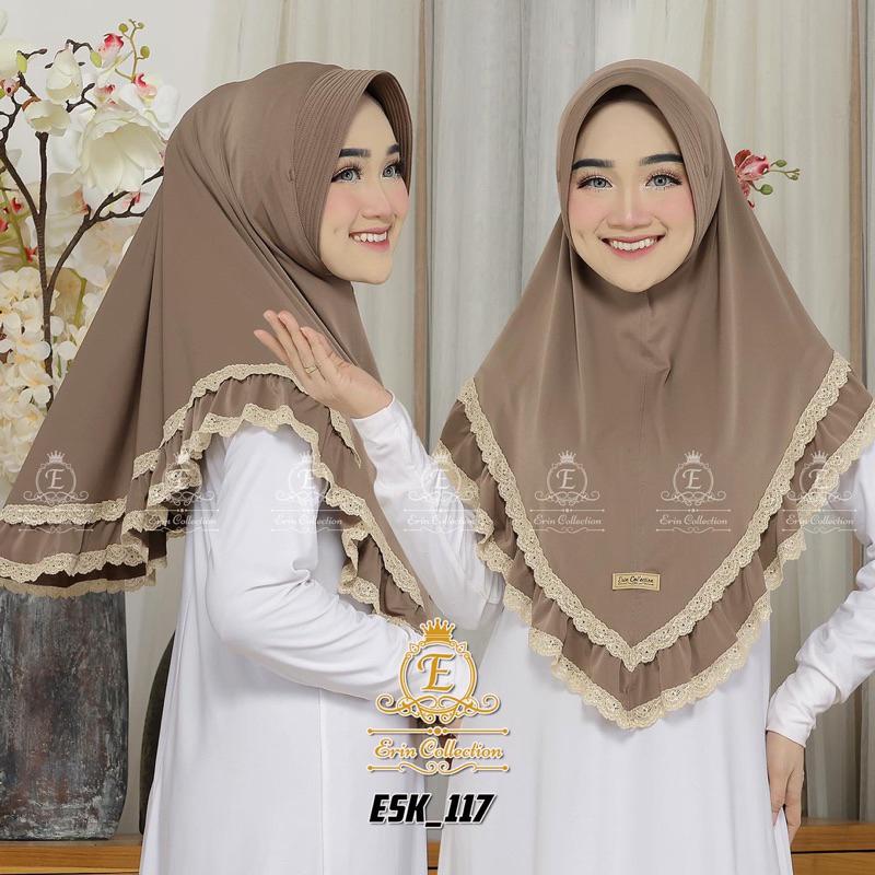 JILBAB INSTAN RENDA /JILBAB INSTAN KERUT RENDA / JILBAB INSTAN JERSEY ESK_117 ERIN COLLECTION Kerudung Nyaman  Muslim  Bergo  Kerudung Lembut Variasi 1