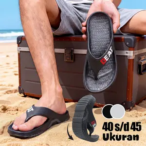 INKAYNI Sandal Pria Motif BE"AT Sandal Cocok Buat User Honda Beat Anti Licin Empuk Sandal Kekinian Sandal Distro Sandal Jepit Pria sandal phylon cowok Sandal Slop Cowok tebal Elastis EVA Keren Anti Selip Anti bau ringan Size 40-41 Tahan Lama Soft Comfy