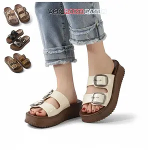 MSH V511 Sendal Wedges Gerper Tinggi 5 Cm Wanita Dewasa Sendal Karet Mahogany