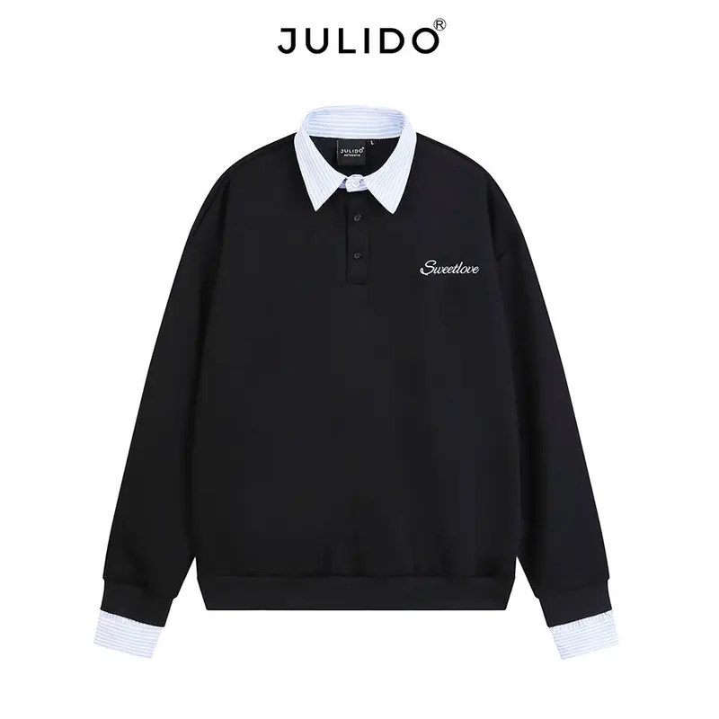 Áo sweater phối sơ mi dài tay JULIDO chất liệu vải nỉ hai da