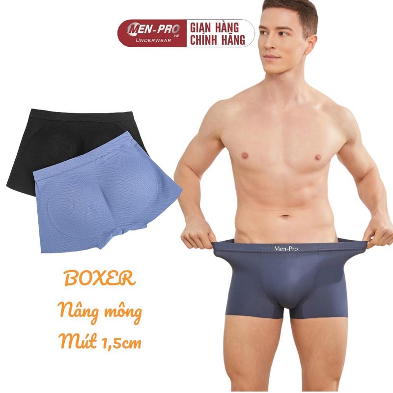 Combo 2 Quần boxer Nam độn mông đến 1,5cm chất vải thoáng mát như mông tự nhiên Men pro Sịp Menswear ( Phiên bản CAO CẤP )