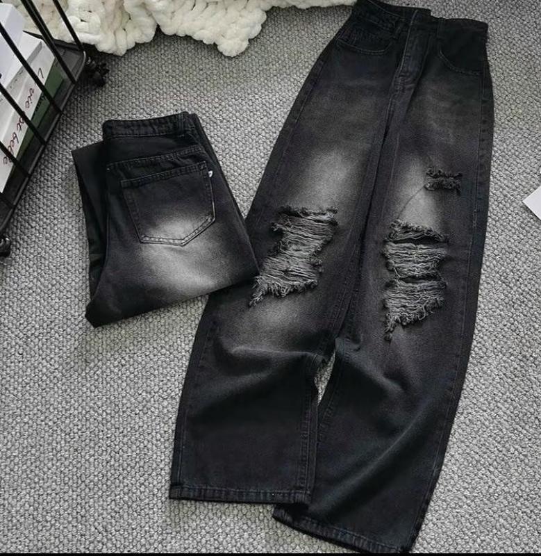 quần xuông nữ rách phong cách cá tính Women Jean Pants Voi quần  jean quần  jean lưng cao