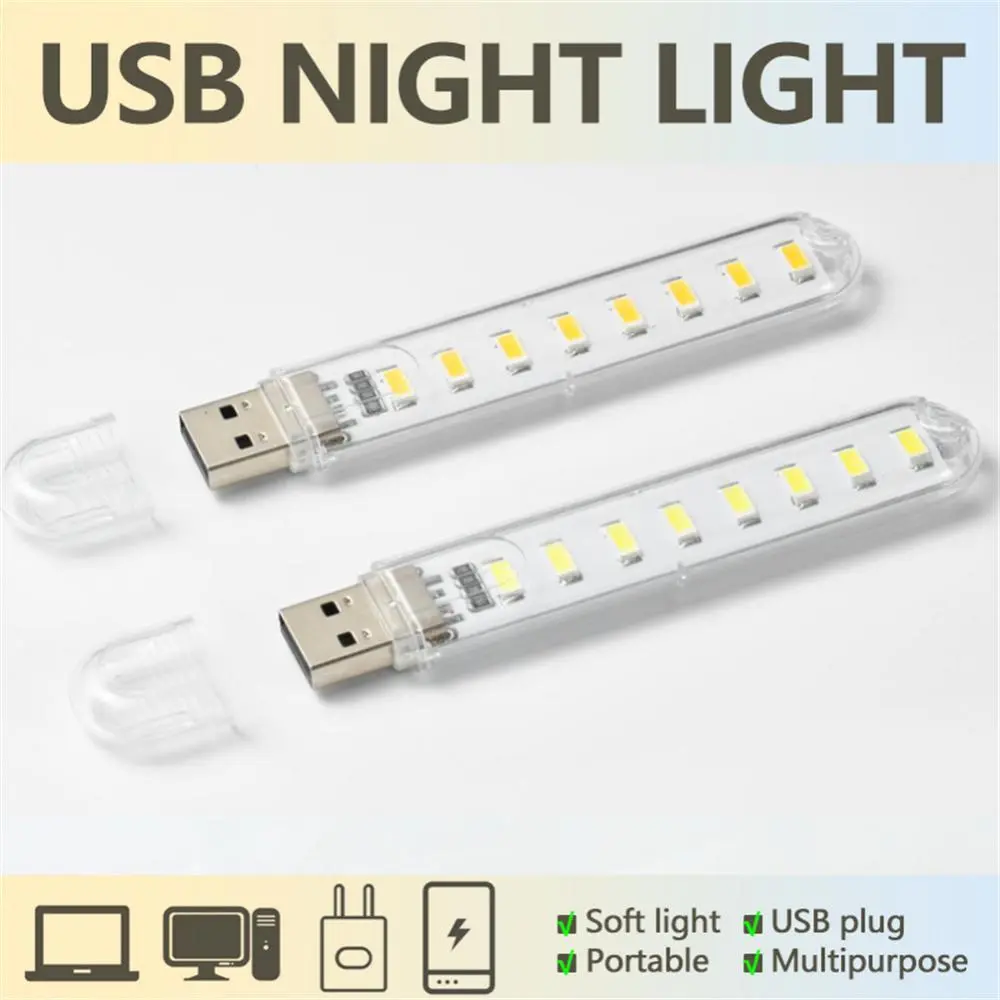 Lampu Emergency LED stick USB mini portabel 3/8/24 mata LED 5V WHITE / WARM (Putih kekuningan)