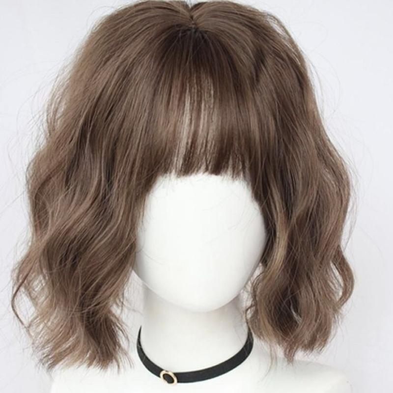 Product Introduction of Wig Women's Short Hair Short Curly Hair Wool Roll Air Bangs Fluffy Natural Face Repair Fashionable Breathable Realistic Full Head Cover 8