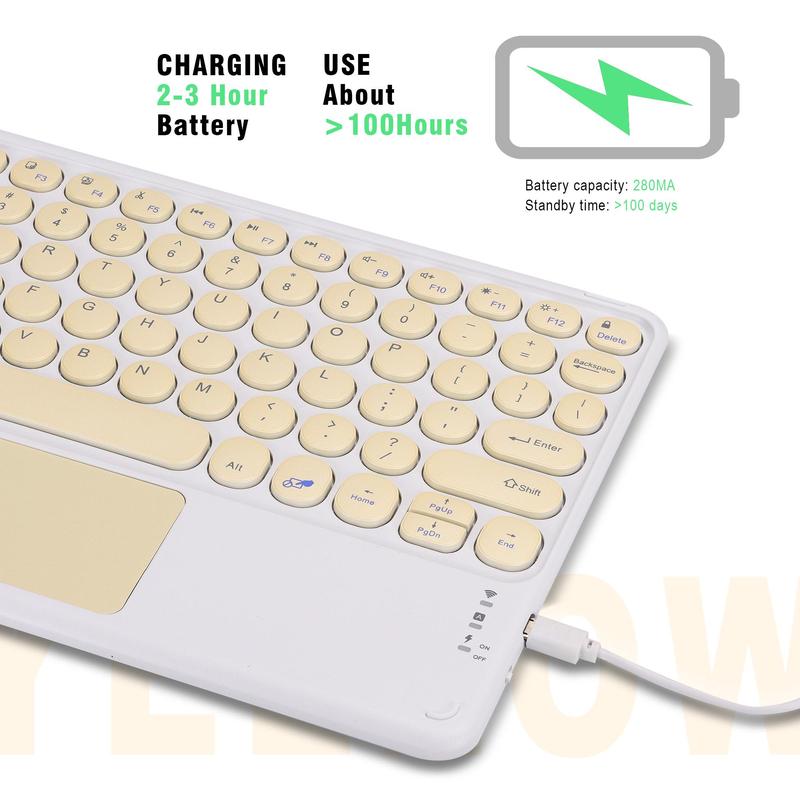 Multi-touch Wireless BT Keyboard, 1 Count 10 Inch Touch Panel Design Keyboards, Portable Lightweight Silent Office Equipment for Tablet, Laptop, Phone 6