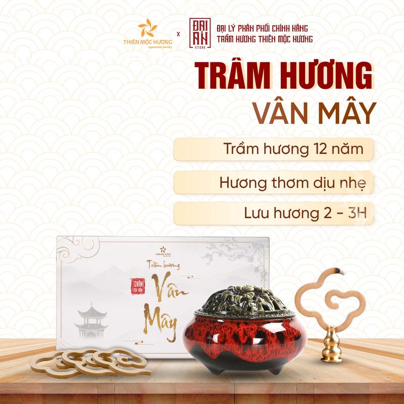 Nhang trầm vân mây Thiên Mộc Hương - Trầm Hương tự nhiên, tinh dầu trầm thơm dịu tạo cảm giác thư giãn dễ chịu