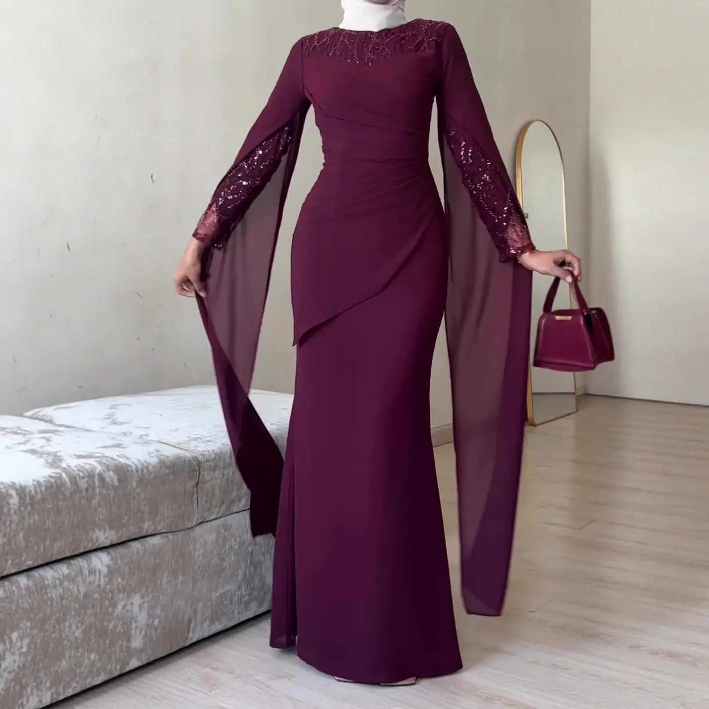 Gaun Pesta, Rekaan Elegan, Pinggang Ketat, Gabungan Labuci Tidak Teratur  prom night hijab jubah tema merah koleksi muslimah cantik kurung Baju Raya  Dress - TikTok Shop Malaysia
