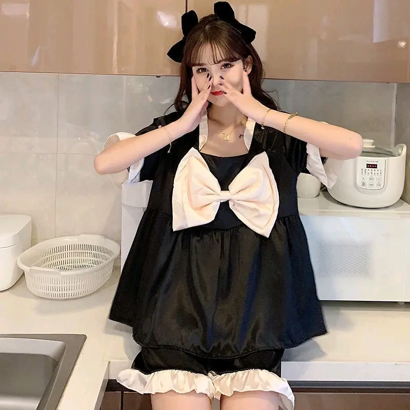Đồ bộ nữ mặc nhà tiểu thư Áo tay ngắn quần đùi trơn siêu dễ thương mùa hè Top