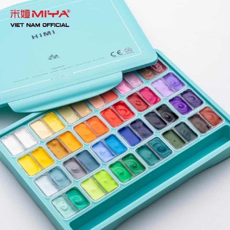 Màu Gouache HiMi sinh đôi dạng thạch bộ 18/24/36/48 màu cao cấp