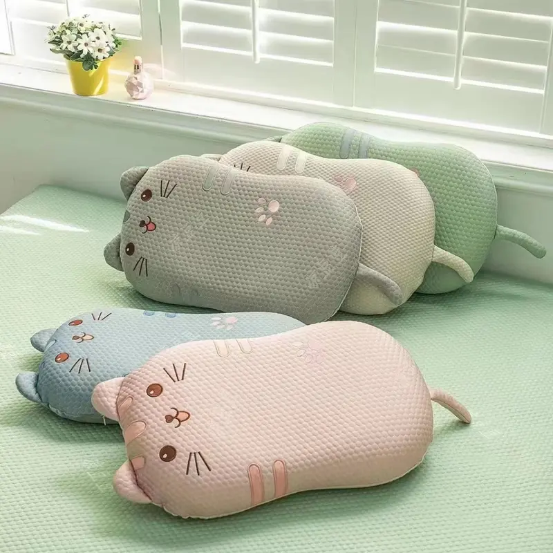 Gối cao su bụng mèo ICE COOL, gối trẻ em vỏ gối băng lạnh, ruột gối cao su non êm mềm mát mịn 0