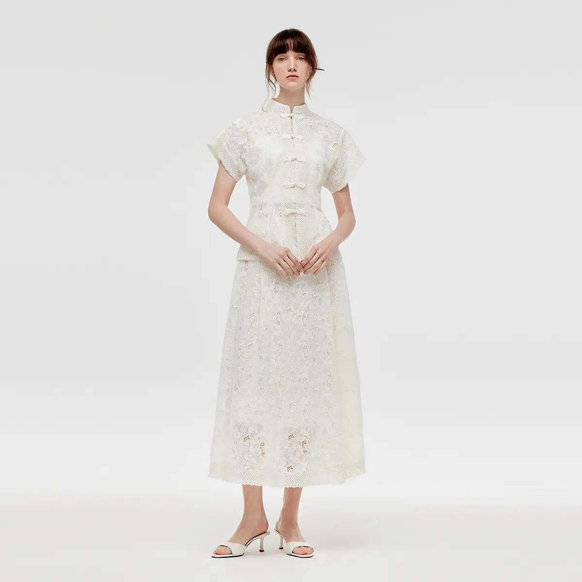 New Chinese-Style Lace Jacket And Skirt With Camisole Three-Piece Set Fit Womenswear