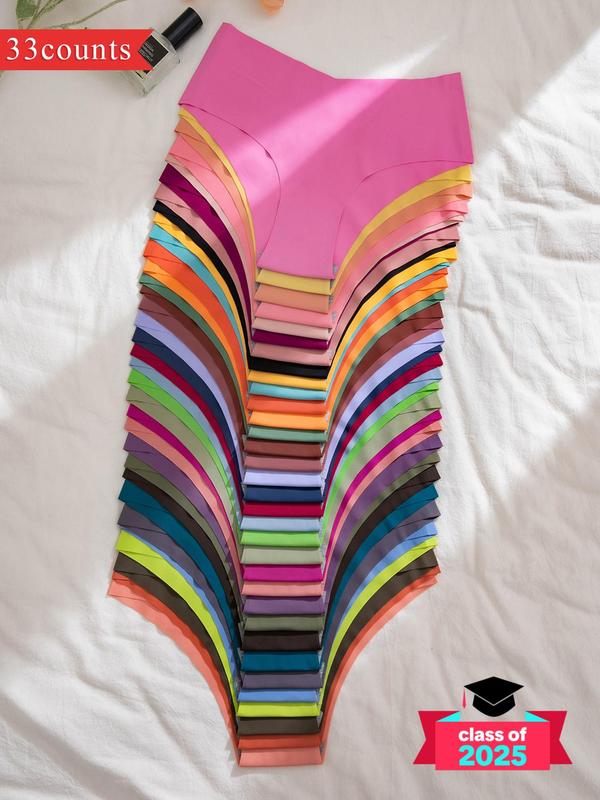 Women's Solid Color / All Over Print Briefs, Soft Comfy Breathable Fabric Seamless Pastel Panties for Daily Wear, Pastel Underwear for All Seasons, Panties Collection, Womenswear 0