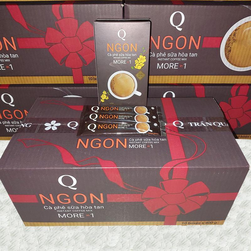 Thùng cà phê sữa Ngon Trần Quang 10 hộp (mỗi hộp 400g x 20 gói nhỏ 20g) Mẫu Xuân 2025 Coffee Cafe