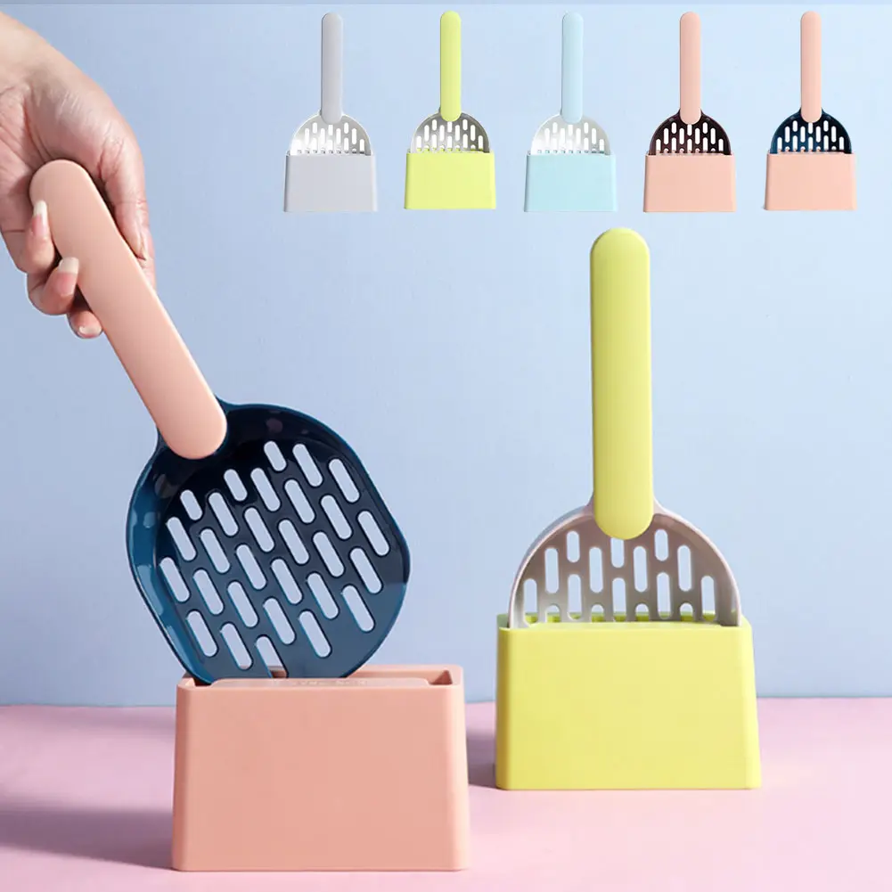 Cat Litter Scooper Plastic Cat Litter Shovel With Base Self Cleaning Cat Litter Box Shovel Kitten Toilet Clean Tools Cat Supplies #462591