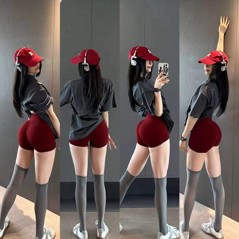 Quần đùi thể thao nữ quần soóc có chun nhún ở phần mông dệt kim từ sợi tổng hợp 90% Nylon + 10% Spandex SH-HELIOS