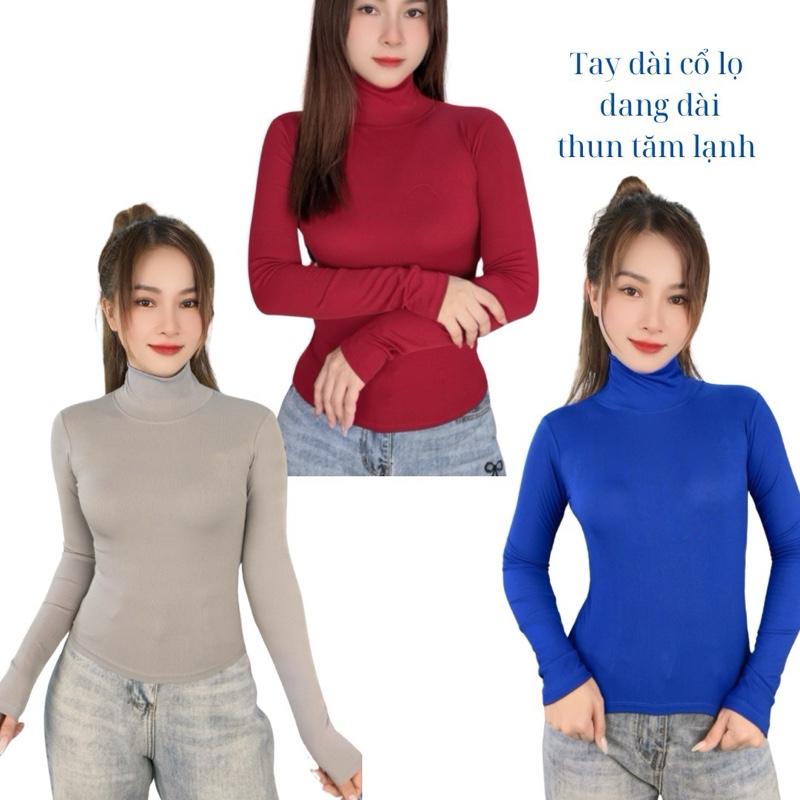 Combo3 áo thun nữ cổ lọ form dài ủ kem .Chất thun tăm lạnh . size 40-55kg tuỳ chiều cao ( 50-55kg phai cao trên m6 ) aothun  basic ao  tay . Di Di boutique áo  thun
