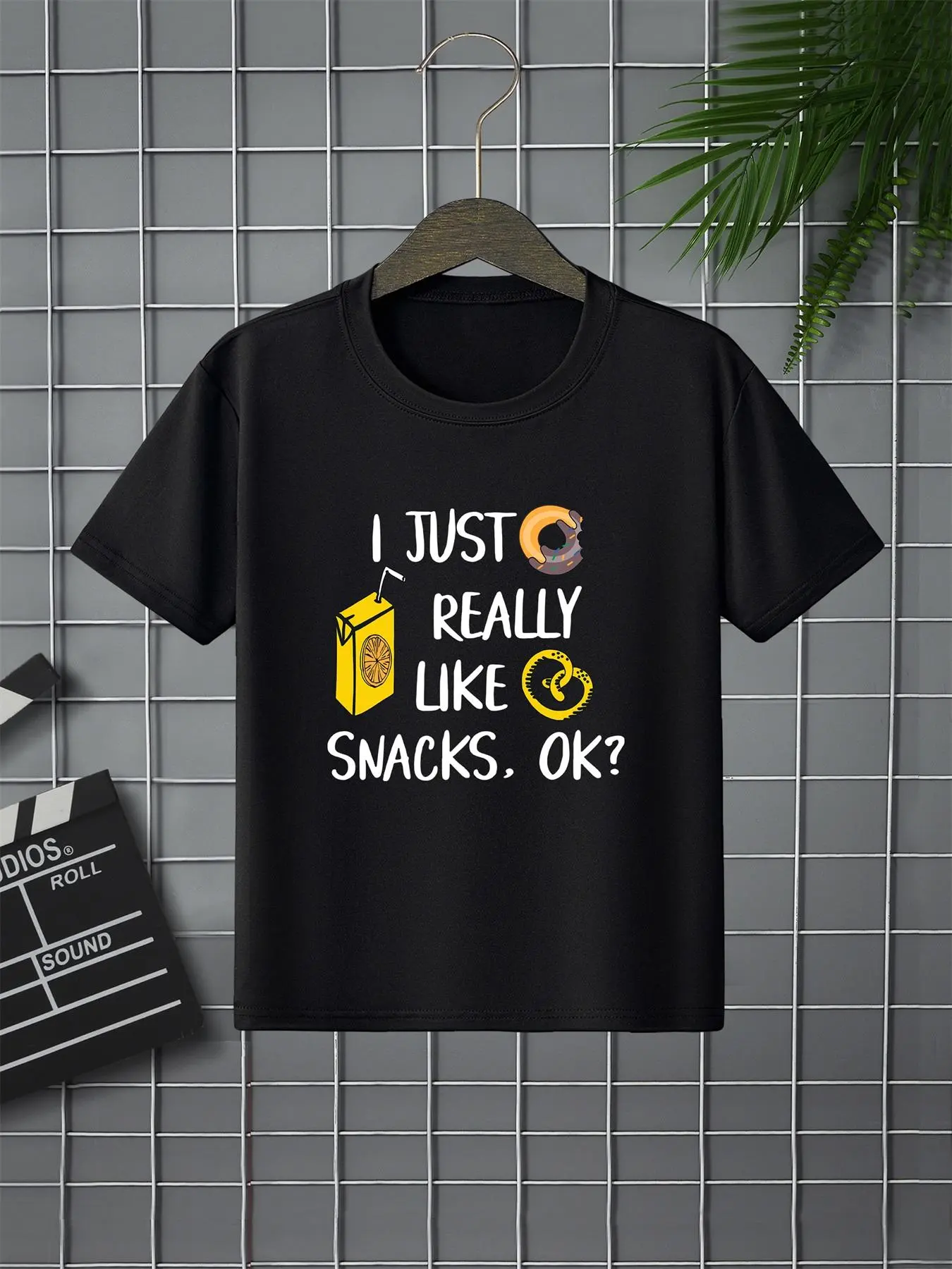 Kids Letter & Cartoon Print Round Neck Tee, Casual Short Sleeve T-shirt for Daily Wear, Kids Clothing for All Seasons