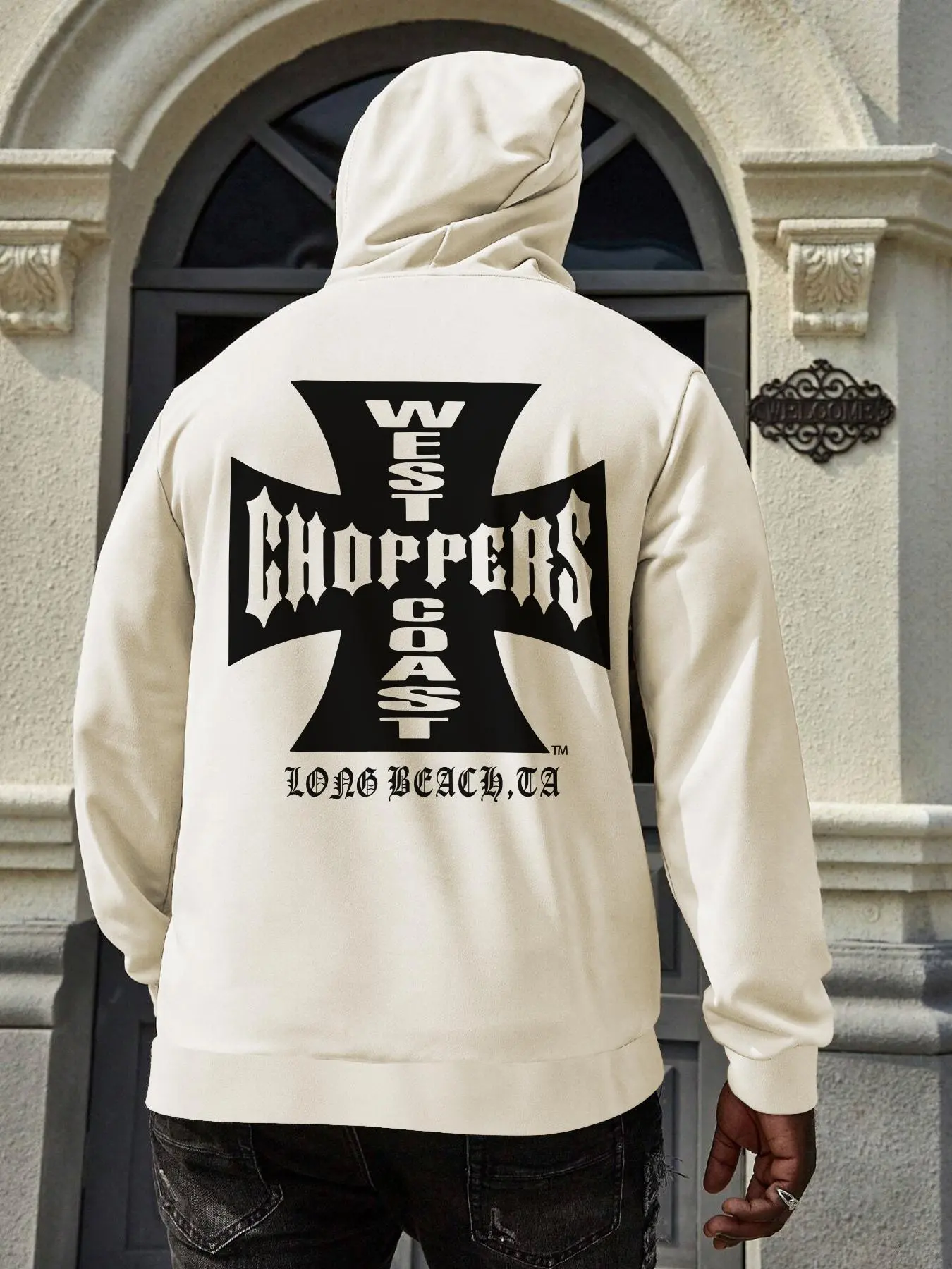 Men's Letter & Cross Print Drawstring Hoodie, Casual Comfy Pocket Long Sleeve Hooded Sweatshirt, Men Clothes for Fall & Winter Daily Wear
