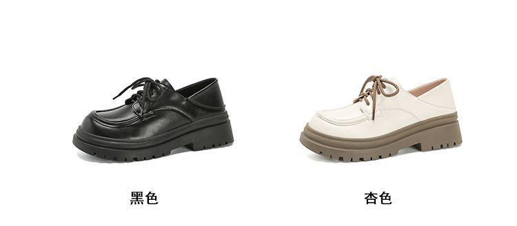 Product Introduction of Genuine Leather Loafers for Women 2024 Spring and Autumn New Soft Sole Thick Sole Lace-up Retro Single Shoes Versatile British JK Small Leather Shoes Women 7