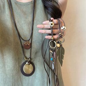 Baru! Kalung Bulu, Gaya Retro Cina, Rantai Sweater Panjang Bertindan Elegan Jewelry Necklaces