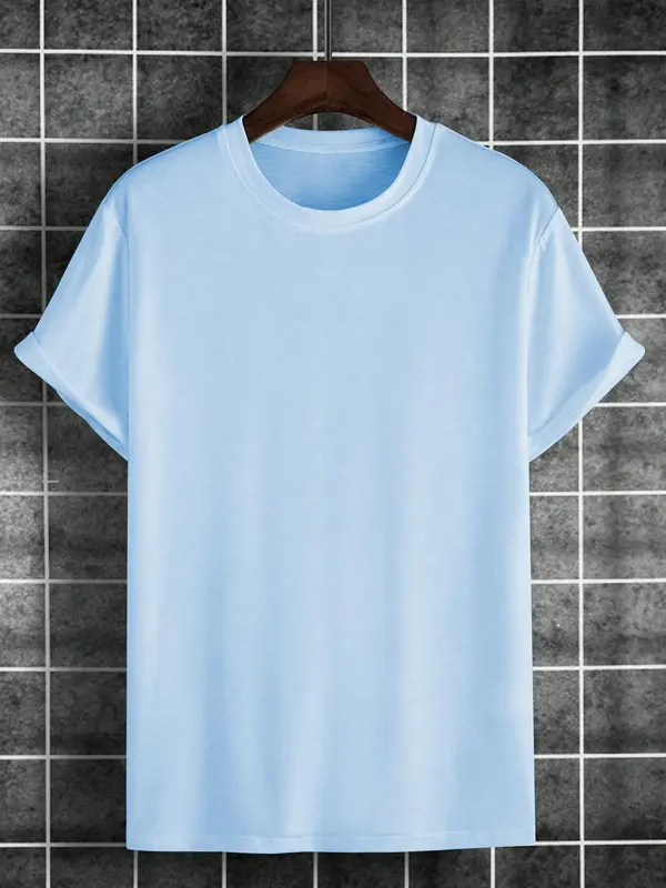 Men's Mojito Cocktail Print Round Neck Tee, Regular Fit Casual Short Sleeve T-shirt, Men's Summer Top for Daily Wear, Tropical 5