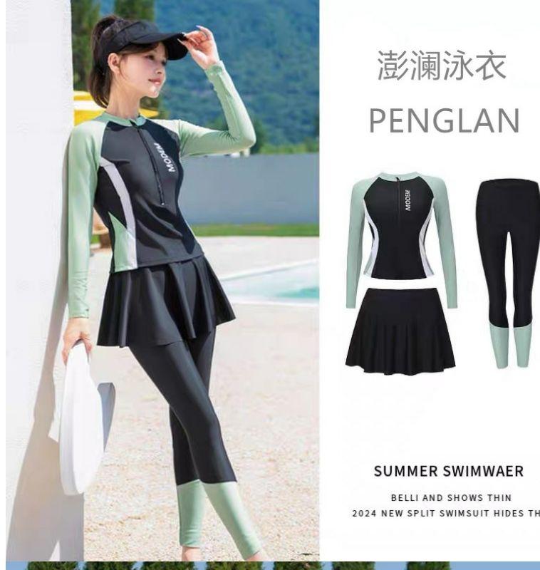 Product Introduction of [Alluer] Two-Piece Swimsuit for Women Long Sleeve Long Pants Sun Protection 2025 New Slimming Hot Spring Swimwear Jellyfish Suit Surfing Diving Suit mark  zuckerberg  blue  jumpsuit เอื้อย  ไหม  คน  ลาว 4