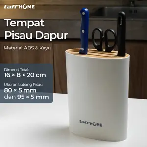 Tempat Pisau Dapur Stand Tool Multifungsi Oval - Rak Sendok Garpu Sumpit Pisau Dapur Desain Kayu Minimalis Wadah Tempat Penyimpanan Aesthetic Putih