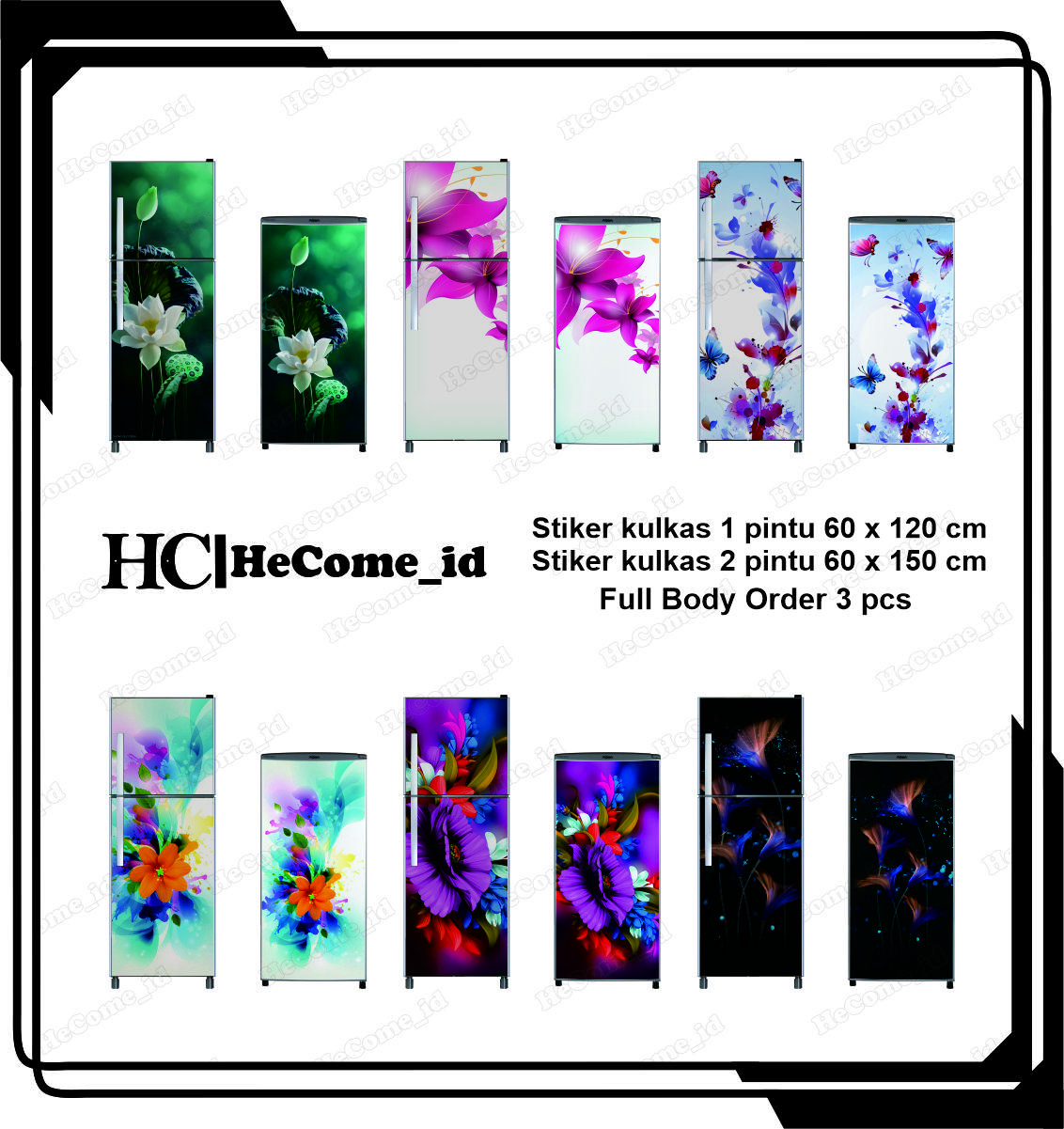 Stiker Kulkas Motif Bunga Unik