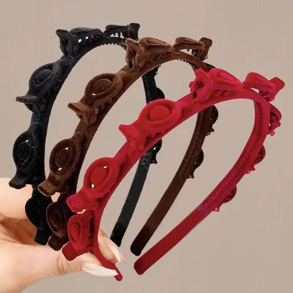 Vintage Velvet Forehead Braided Hair Hoop Headband Headwear