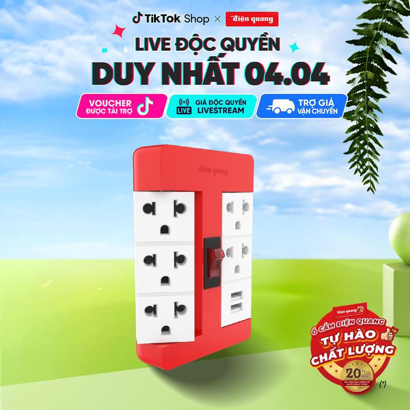 Ổ cắm Xoay 90° Điện Quang ĐQ ESK RT 53 2USB ( 5 lỗ 3 chấu, 2USB ) 1