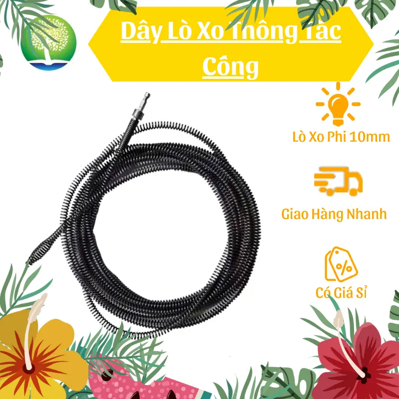 Dây lò xo thép Mangan không gỉ thông tắc cống, thông bồn cầu cực mạnh (lắp cùng máy khoan sử dụng)