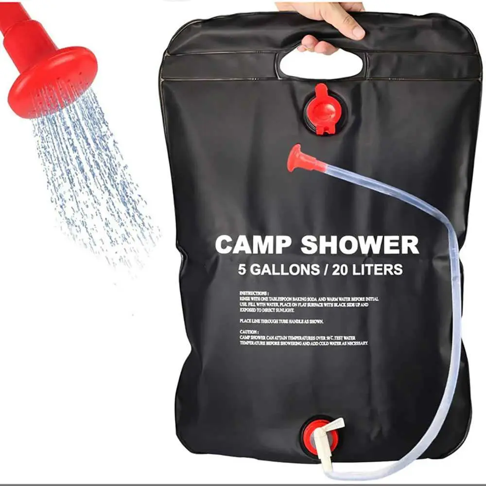 Kantong Air Mandi Shower Camping 20 L PVC Tebal Anti Bocor dengan Selang & Shower Head Kapasitas Jumbo 20 L untuk Outdoor Activities - Hammock, Senter