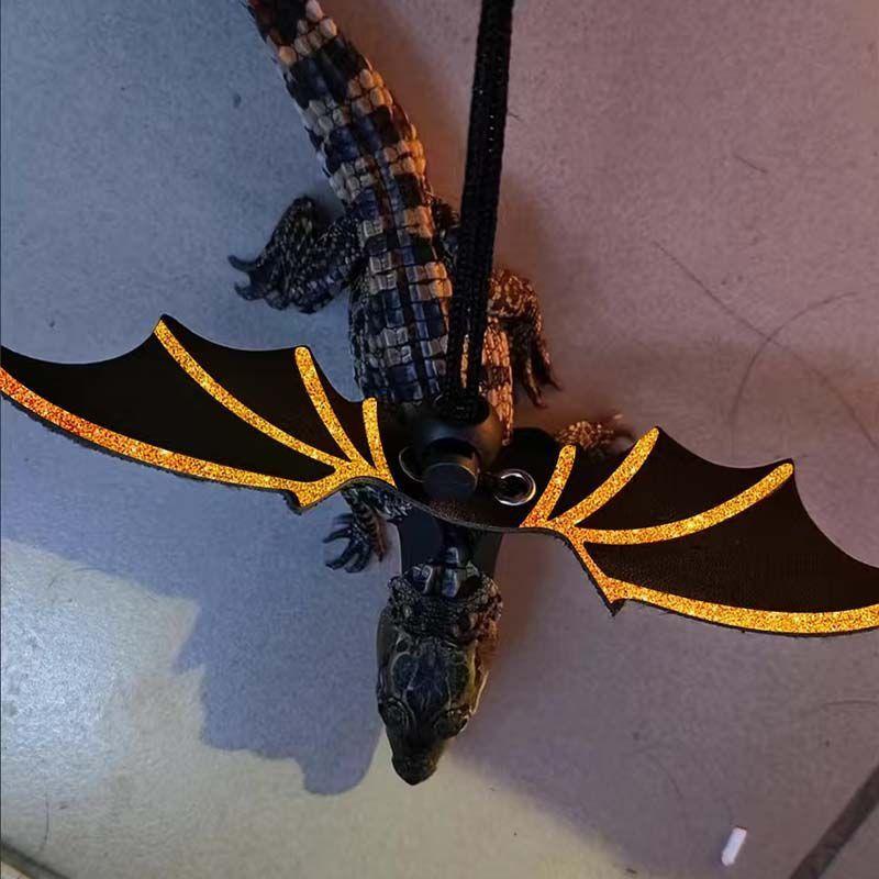 Product Introduction of [Three-Piece Set] Little Crocodile Lizard Outdoor Costume Little Devil Leash with Wings Reptile Little Crocodile Clothes 9