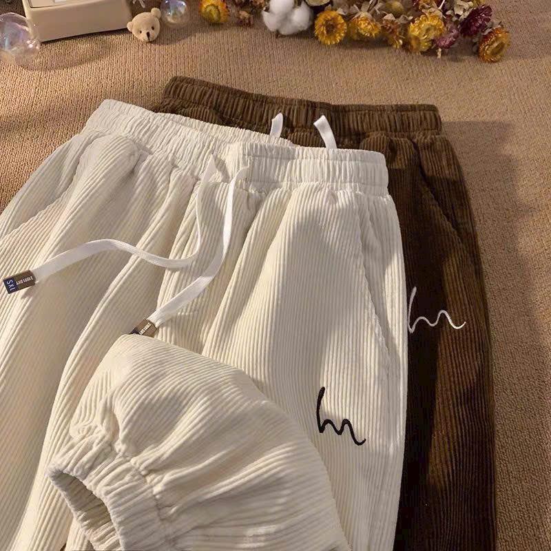 Quần Jogger nhung tăm cạp chun bo gấu chất đẹp mã 015