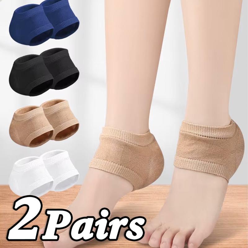 Product Introduction of 2Pairs Silicone Gel Heel Protector Sleeve Pads Heel Cups Support Skin Cushion Half-Yard Socks for Foot Care and Warm 15