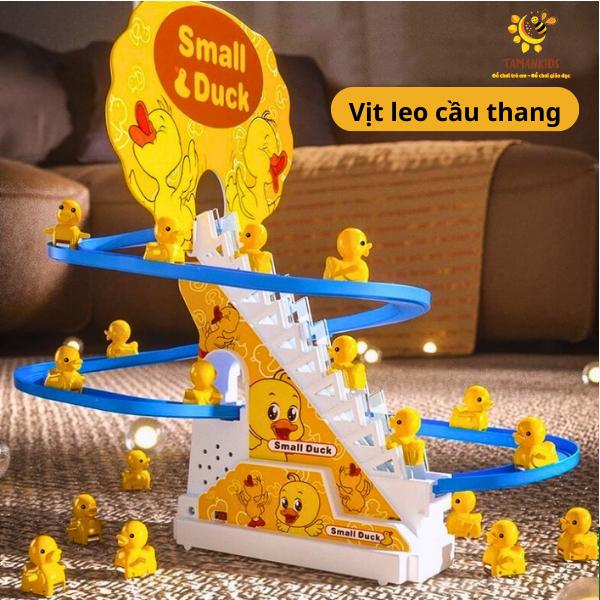 [TẶNG  PIN] Đồ chơi cầu trượt Vịt vàng leo cầu thang với âm thanh vui nhộn + Đèn nháy đẹp mắt phát triền cho bé