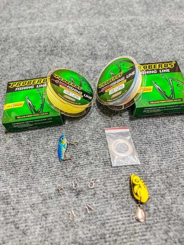 Combo Dây  PE  Proberos x4 chính hãng &  Cá sắt R45  nhái hơi tặng kèm  leader và khoá  link snap