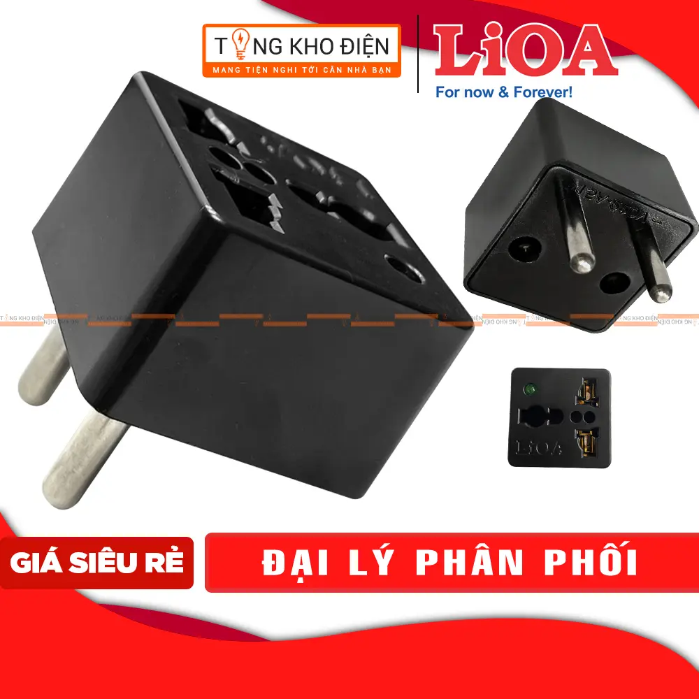 Phích ổ cắm đa năng LiOA chuyển 3 chân thành 2 chân, Chân Tròn/Dẹt - Ổ điện chuyển đổi từ 3 chấu sang 2 chấu