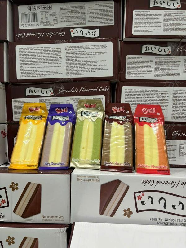  AVMC95- Thùng 2kg  20 bánh  - Bánh bông Lan  Tam giác Weisel Trà xanh - Socola - Dâu - Ăn sáng - Ăn vặt mẹ chi 95 Food Thức Ăn Cake Sô Cô La Chocolate 