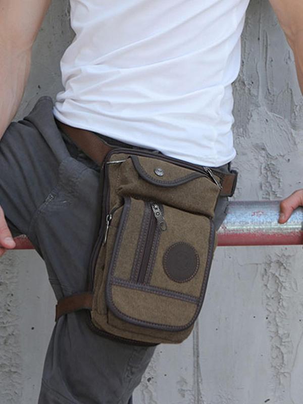 Men's Casual Solid Color Durable Zipper Belt Bag, Simple Solid Color Outdoor Sports Compact Phone Wallet Bag, Fashionable Versatile Sling Bag for Daily Use 4