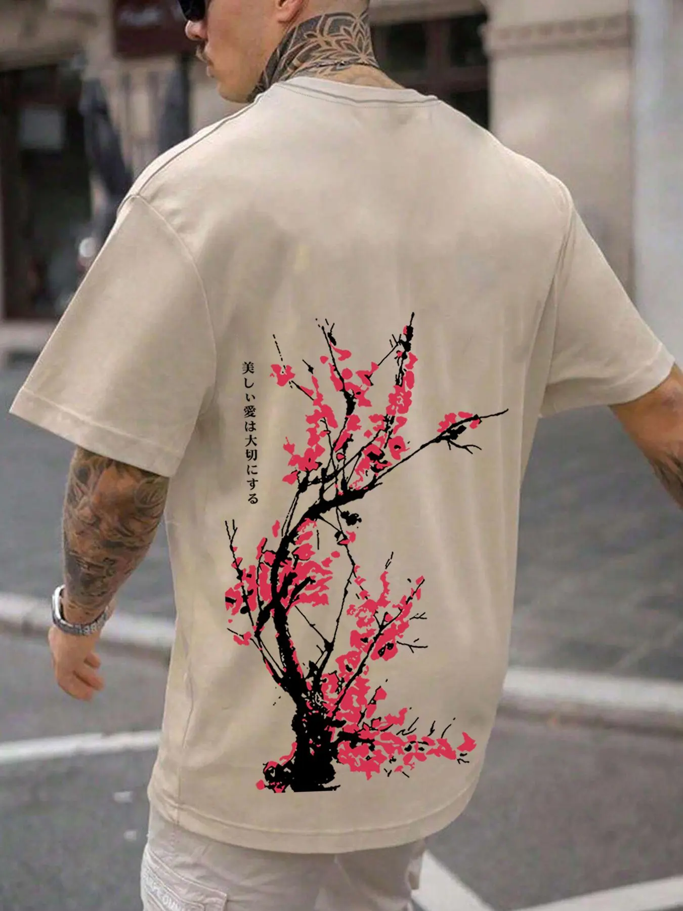 Men's Floral Print Drop Shoulder Tee, Loose Casual Short Sleeve Round Neck T-shirt for Summer, Men's Wear for Daily Wear