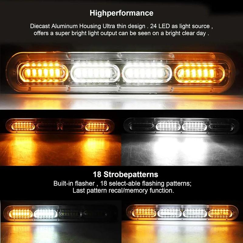 24LED Car Emergency Strobe Lights Hazard Warning Beacon Lights Car Flashing Lights Side Lamp 12V-24V 3