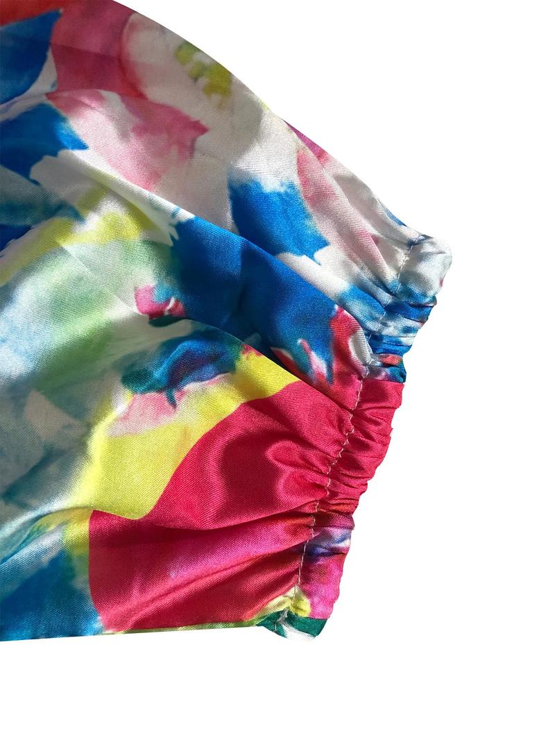 Product Introduction of Women's Floral Print Bow Design Blouse, Casual Top for Summer, Ladies Clothes for Daily Wear 9