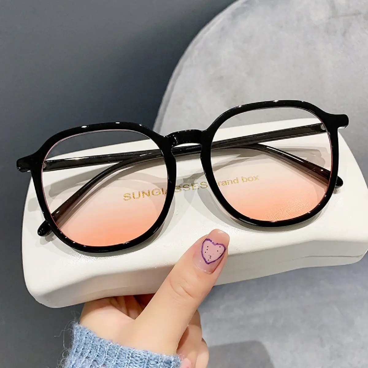 M49 Mắt Kính Mát Women Tròng Kính Mắt Má Hồng Chống Nắng Gọng Kính Cận Nhựa Form Tròn Trẻ Trung