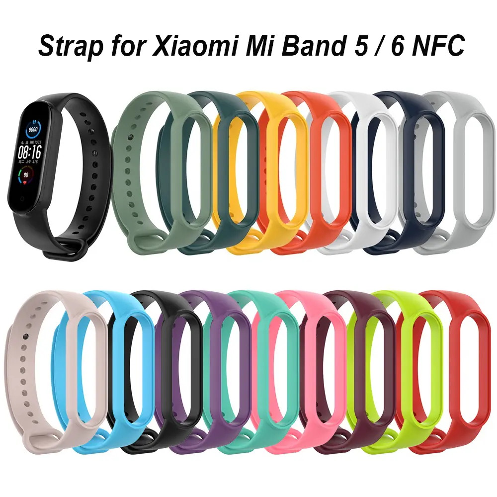 Tali silikon untuk Xiaomi Mi Band 5, 6, 5, 6, penggantian lembut